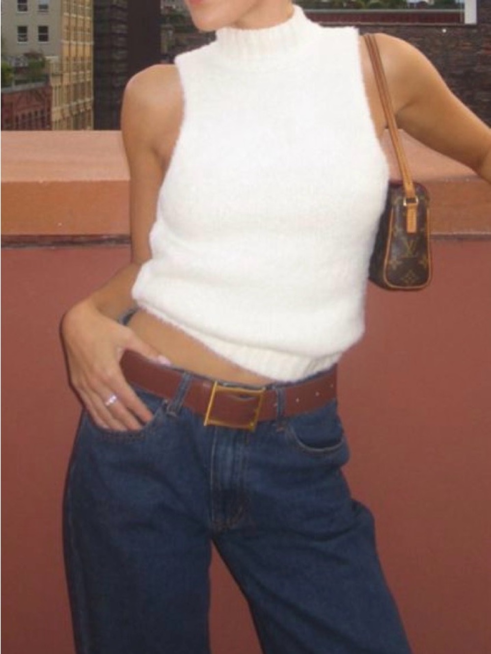 Sleeveless Ribbed Mock Neck Top - small - Picture 2 of 8